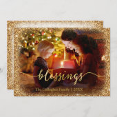Custom Gold Glitzer Segen Foto Weihnachten (Vorne/Hinten)