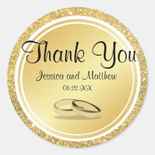 Custom Gold Glitzer Vielen Dank für Ihr Hochzeitst Runder Aufkleber