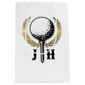 Custom Gold Golf Monogram Design Mittlere Geschenktüte (Vorderseite)