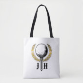 Custom Gold Golf Monogram Design Tasche (Vorderseite)