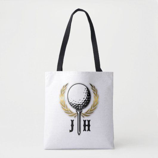 Custom Gold Golf Monogram Design Tasche (Vorderseite)