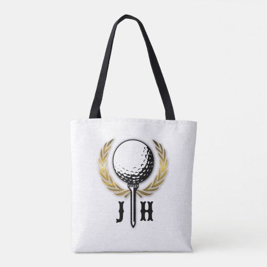 Custom Gold Golf Monogram Design Tasche (Rückseite)