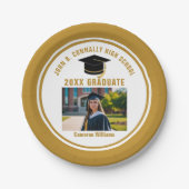 Custom Gold Graduate Photo 2026 Graduation Party Pappteller (Vorderseite)