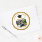 Custom Gold Graduate Photo 2026 Graduation Party Runder Aufkleber (Umschlag)