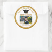Custom Gold Graduate Photo 2026 Graduation Party Runder Aufkleber (Tasche)