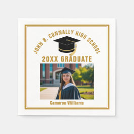 Custom Gold Graduate Photo 2026 Graduation Party Serviette