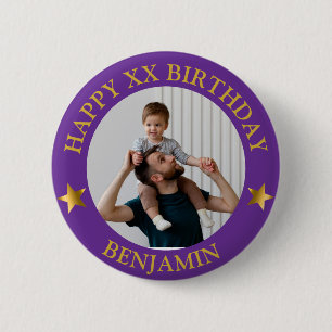 Custom Gold Happy Geburtstag Foto und Alter Button