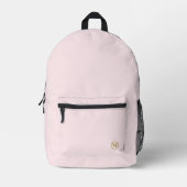 Custom Gold Initial Feminine Girly Blush Pink Bedruckter Rucksack (Vorderseite)