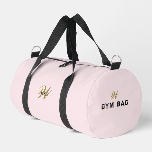Custom Gold Initial l Girly Blush Pink Fitness Gym Duffle Bag (Linke Seite)
