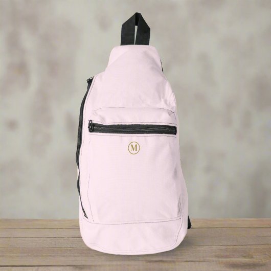Custom Gold Initial l Girly Clean Blush Pink Crossbody Bag