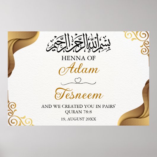 Custom Gold Islamic Henna Party Poster (Vorne)