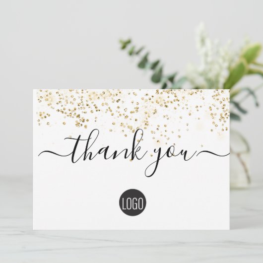 Custom Gold Konfetti einfacher Geschäftskunde Dankeskarte (Stehend Vorderseite)