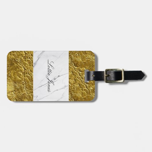 Custom Gold Leaf weißer Marmor Print Gepäckanhänge Gepäckanhänger (Vorderseite horizontal)
