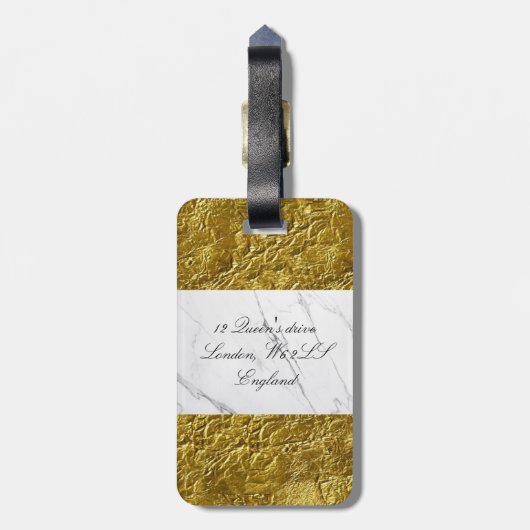 Custom Gold Leaf weißer Marmor Print Gepäckanhänge Gepäckanhänger (Rückseite vertikal)