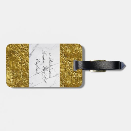 Custom Gold Leaf weißer Marmor Print Gepäckanhänge Gepäckanhänger (Rückseite horizontal)