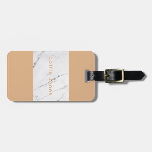 Custom Gold Leaf weißer Marmor Print Gepäckanhänge Gepäckanhänger (Vorderseite horizontal)