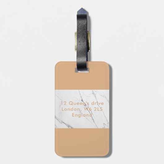 Custom Gold Leaf weißer Marmor Print Gepäckanhänge Gepäckanhänger (Rückseite vertikal)