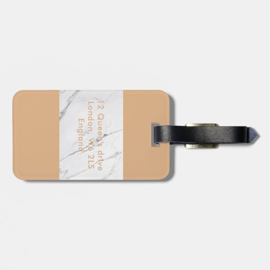 Custom Gold Leaf weißer Marmor Print Gepäckanhänge Gepäckanhänger (Rückseite horizontal)