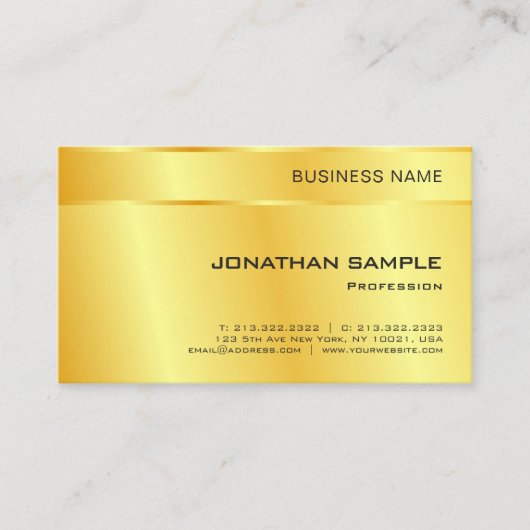 Custom Gold Look Elegante einfache moderne Vorlage Visitenkarte (Vorderseite)