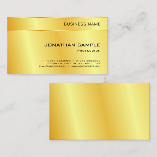 Custom Gold Look Elegante einfache moderne Vorlage Visitenkarte (Vorne/Hinten)