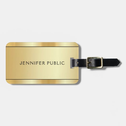 Custom Gold Look Moderne Elegante doppelseitig Gepäckanhänger (Vorderseite horizontal)