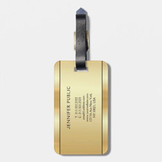 Custom Gold Look Moderne Elegante doppelseitig Gepäckanhänger (Rückseite vertikal)