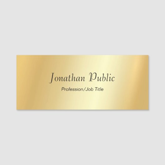Custom Gold Look Modernes Script glamouröse Vorlag Namensschild (Vorderseite)