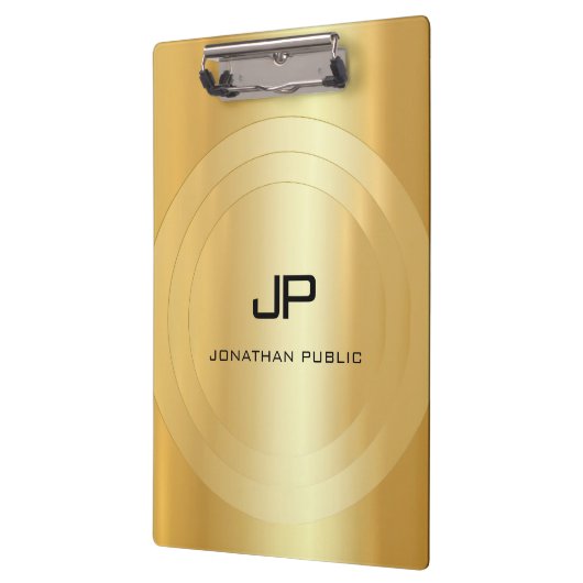 Custom Gold Look Monogram Elegant Template Classic Klemmbrett (Links)