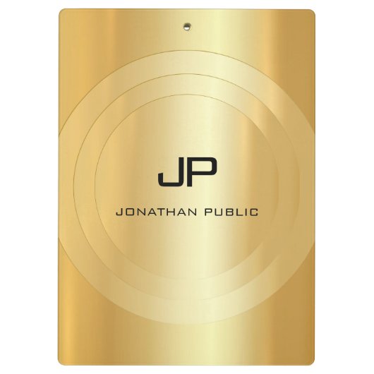 Custom Gold Look Monogram Elegant Template Classic Klemmbrett (Rückseite)