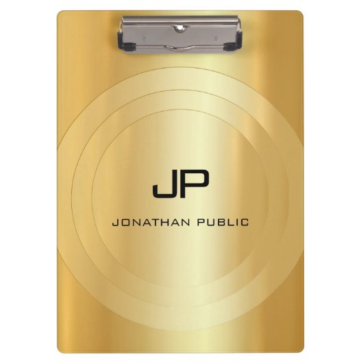 Custom Gold Look Monogram Elegant Template Classic Klemmbrett (Vorderseite)