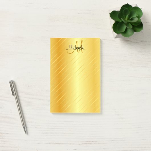 Custom Gold Look Monogram Moderne Elegant Post-it Klebezettel (Büro)