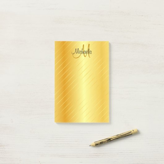 Custom Gold Look Monogram Moderne Elegant Post-it Klebezettel (Auf Schreibtisch)