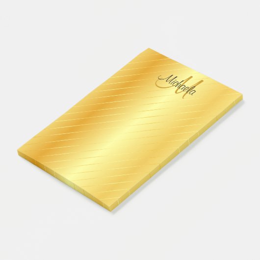 Custom Gold Look Monogram Moderne Elegant Post-it Klebezettel (angewinkelt)