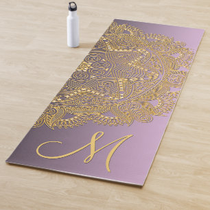 Custom Gold Mandala Art Muster auf rosa Lila Yogamatte
