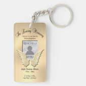 Custom Gold Memorial Angel Wings Foto hinzufügen Schlüsselanhänger (Rückseite)