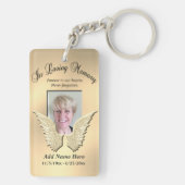 Custom Gold Memorial Angel Wings Foto hinzufügen Schlüsselanhänger (Rückseite)