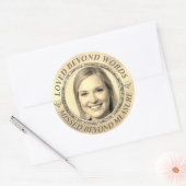 Custom Gold Memorial Foto Runder Aufkleber (Umschlag)