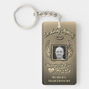 Custom Gold Memorial Wings Foto Schlüsselanhänge Schlüsselanhänger