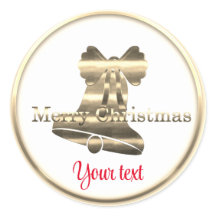 Custom Gold Merry Christmas Classic Round Sticker
