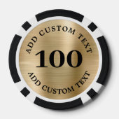 Custom Gold Metal Style Business Logo 100 Numbered Pokerchips (Rückseite)