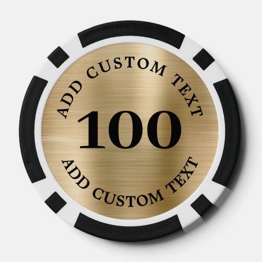 Custom Gold Metal Style Business Logo 100 Numbered Pokerchips (Rückseite)