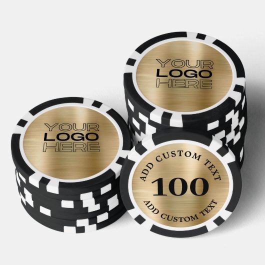 Custom Gold Metal Style Business Logo 100 Numbered Pokerchips (Stapel)