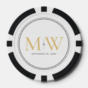 Custom Gold Mit Monogramm Hochzeitstermin Pokerchips
