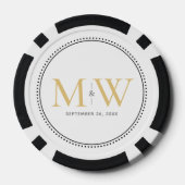 Custom Gold Mit Monogramm Hochzeitstermin Pokerchips (Rückseite)