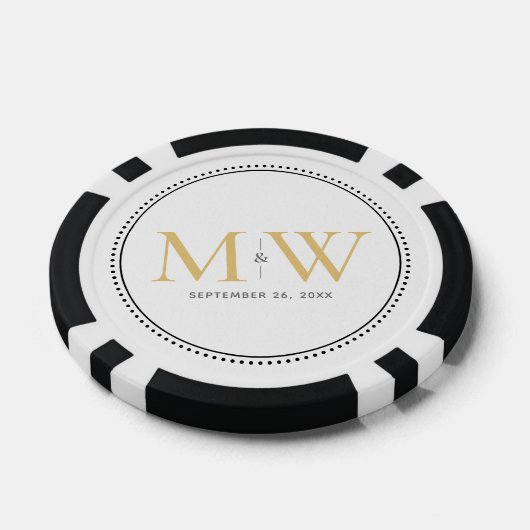 Custom Gold Mit Monogramm Hochzeitstermin Pokerchips (Einzeln)
