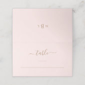 Custom Gold Monogram Blush Elegante Hochzeit Platzkarte (Außenseite Aufgefaltet)