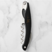 Custom Gold Monogram Corkscrew Elegant Wine Opener Kellnermesser (Vorderseite)
