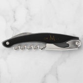 Custom Gold Monogram Corkscrew Elegant Wine Opener Kellnermesser (Rückseite)