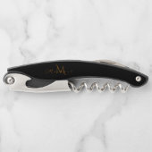 Custom Gold Monogram Corkscrew Elegant Wine Opener Kellnermesser (Vorderseite)