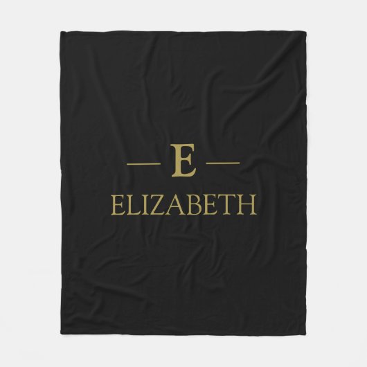 Custom Gold Monogram Fleece Thread - Schwarzes Des (Vorderseite)